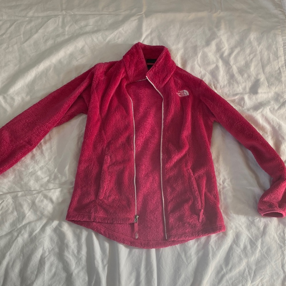 Pink fleece zip up jacket. The North Face girls medium.